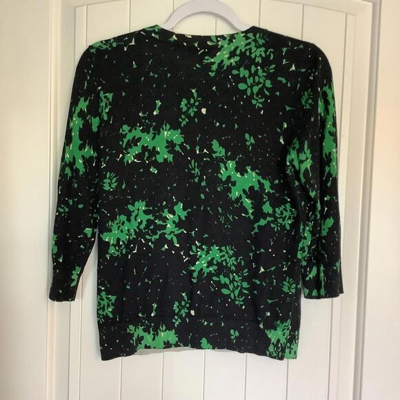 Talbots Petites Black & Green Floral Cardigan - Picture 4 of 6